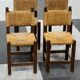 4 brutalist chairs in straw and wood