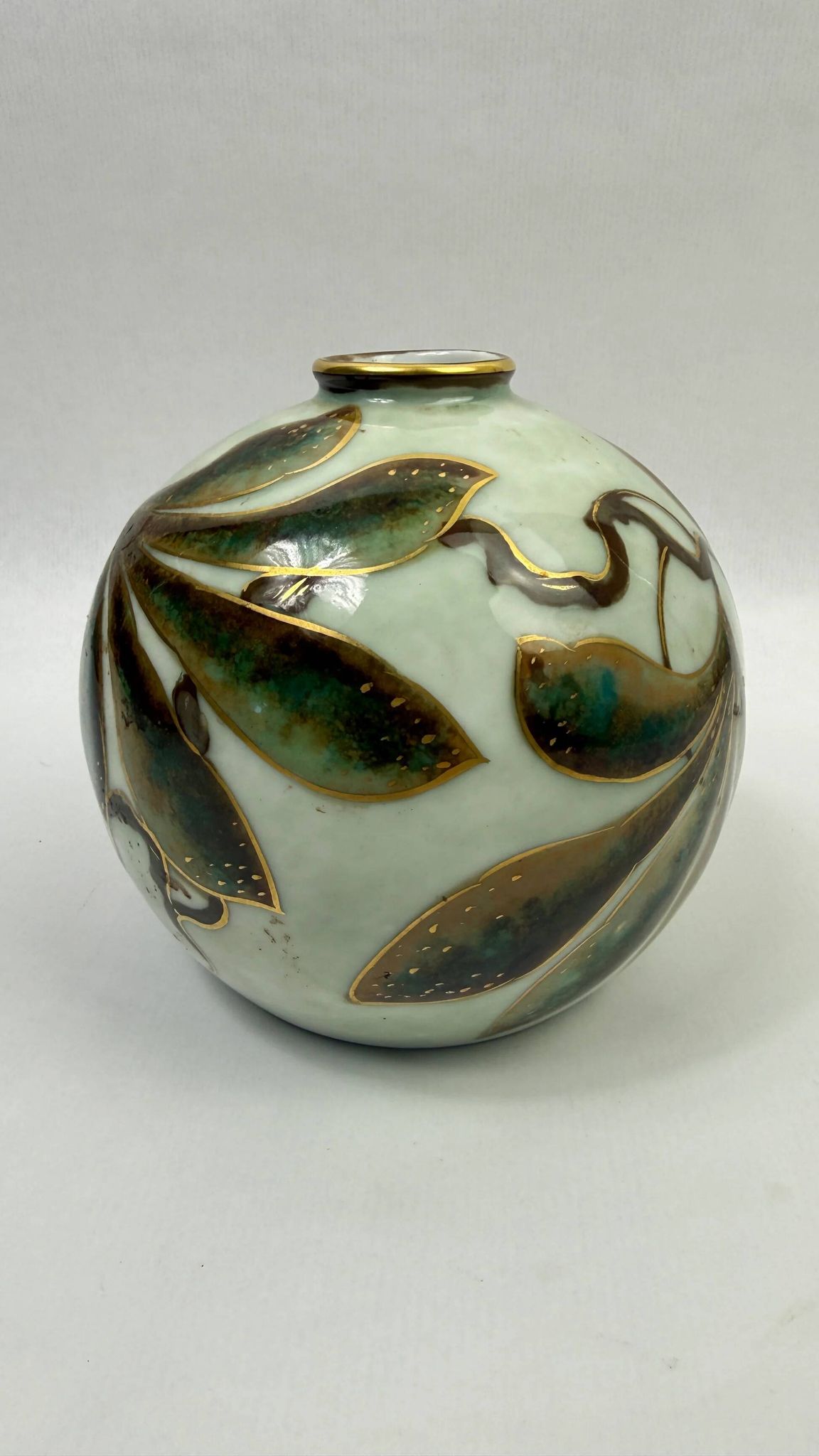 Camille Tharaud, Limoges, round porcelain vase, hand-decorated.