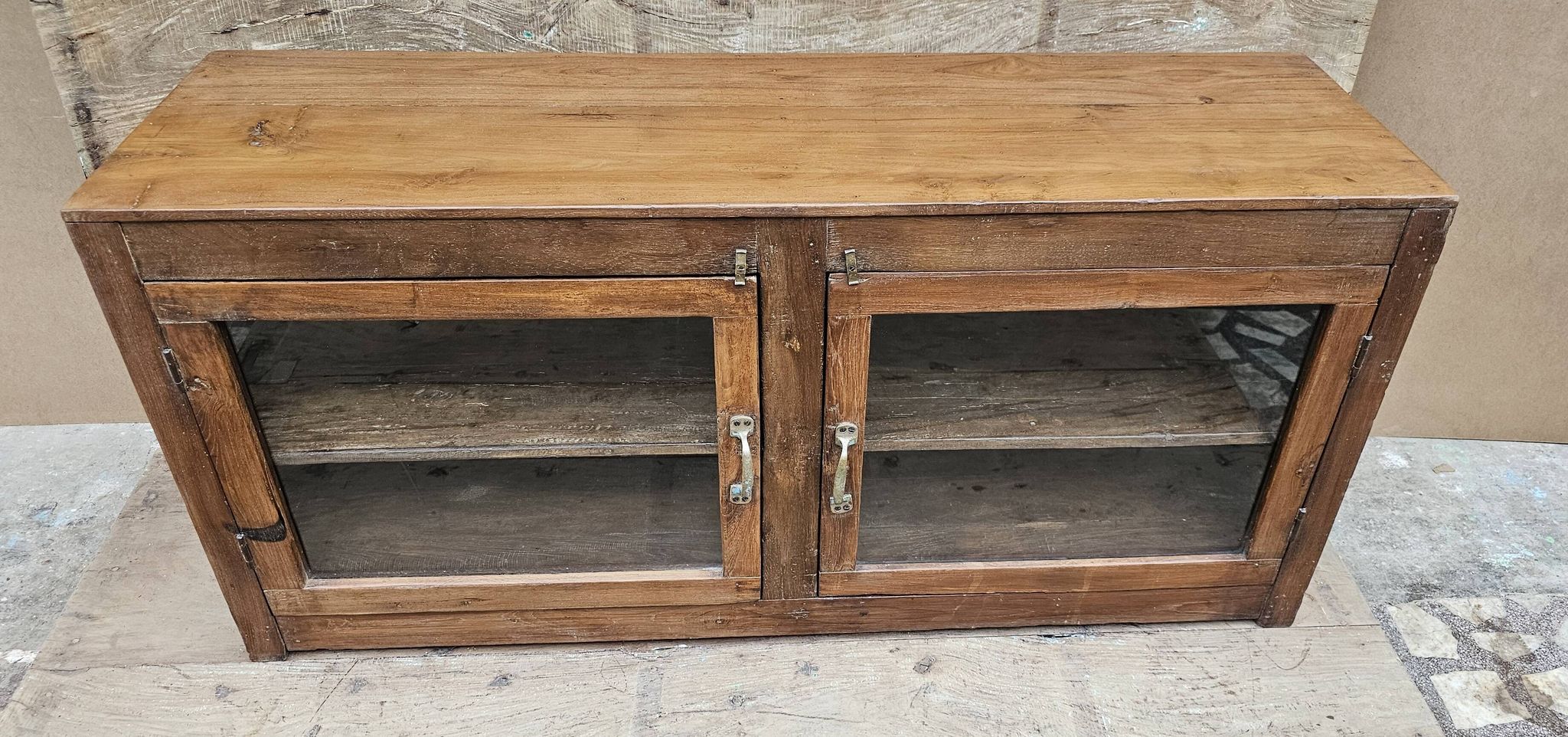 Buffet - glass TV cabinet in Burmese teak