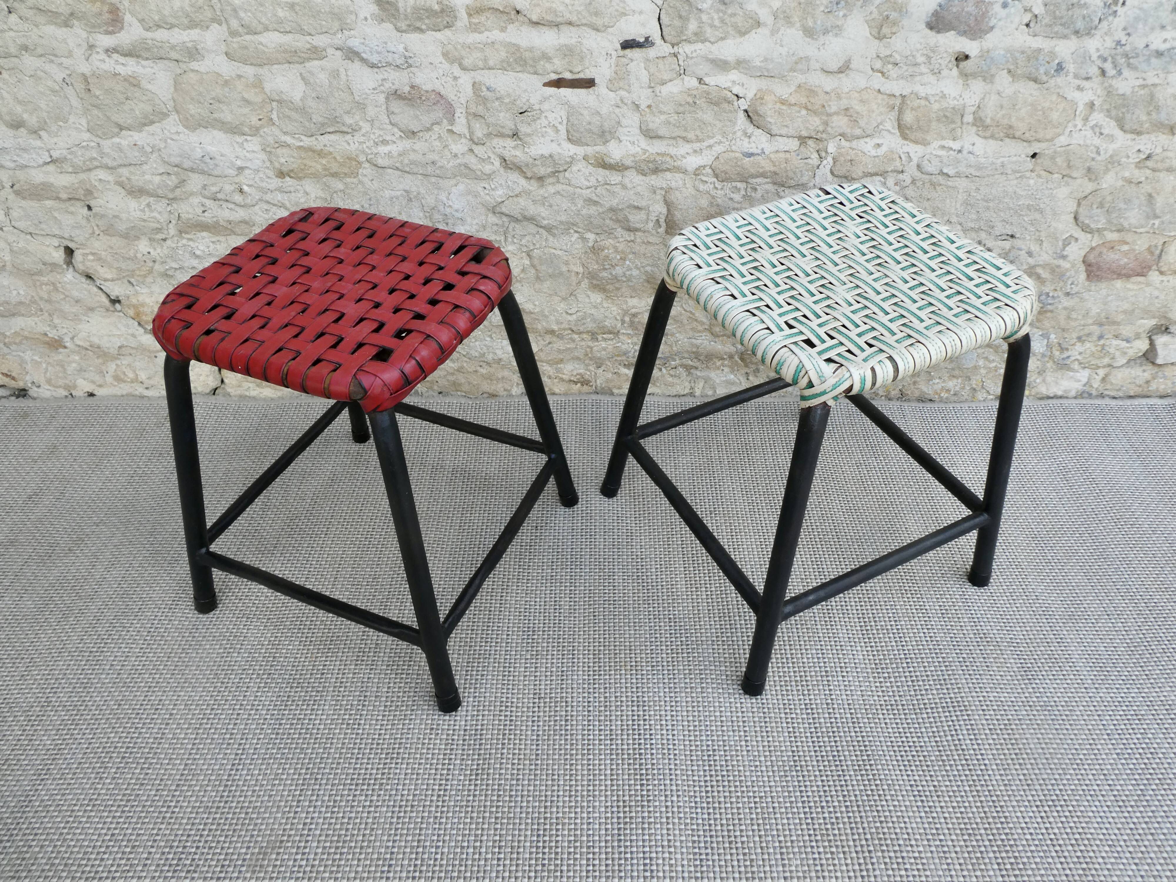 Paire de tabourets de bistrot, vers 1950