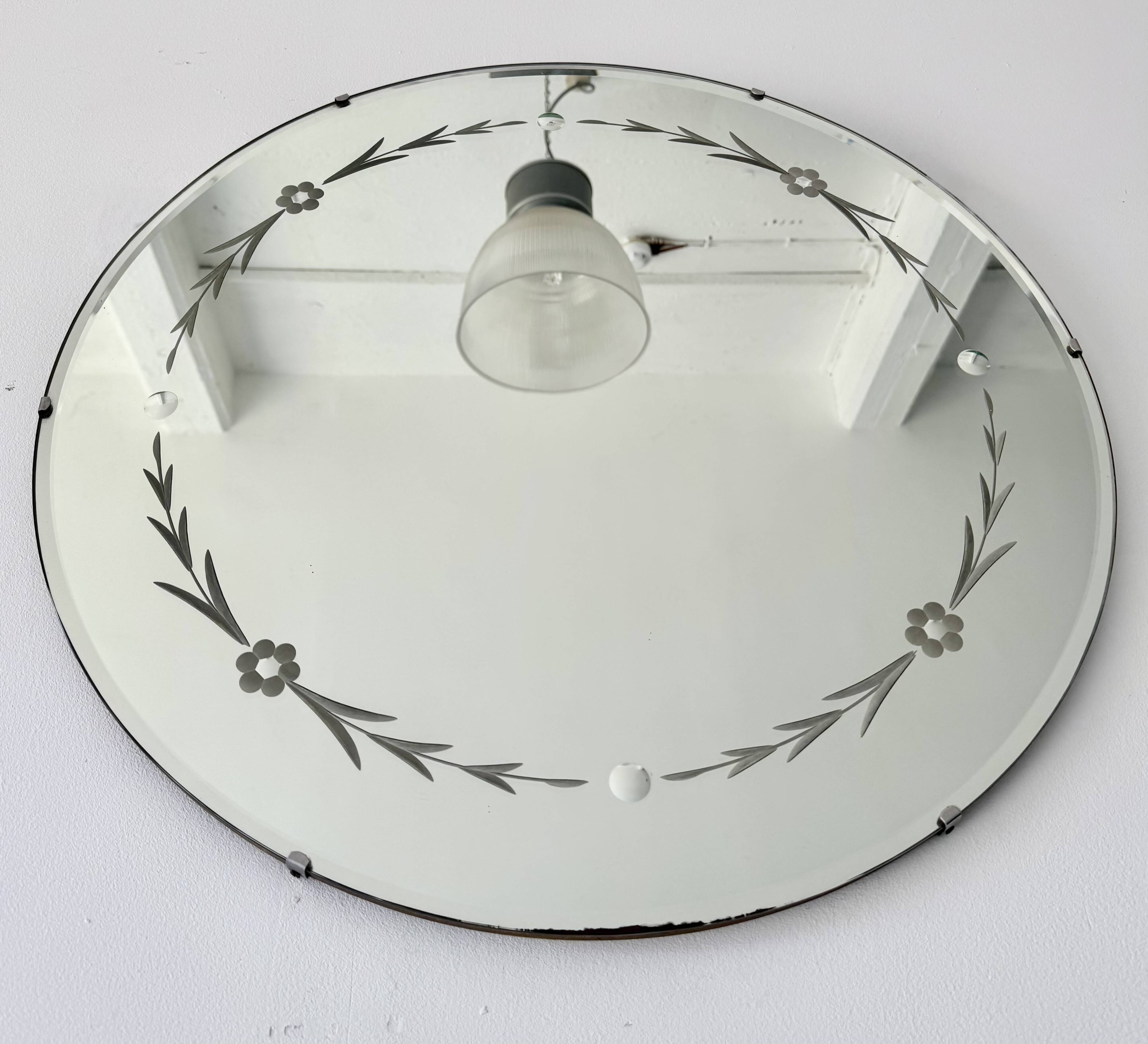Miroir rond vintage sans cadre avec biseau