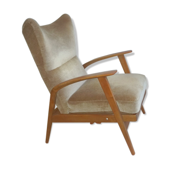 Fauteuil à oreilles wing chair Knoll beige 1965