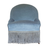 Velvet Ottoman Chair vintage toad velvet blue 70s