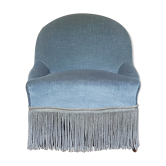 Velvet Ottoman Chair vintage toad velvet blue 70s