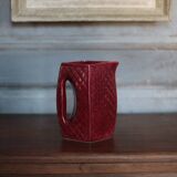 Vintage ceramic pitcher, jug, jug, burgundy red carafe, kitchen