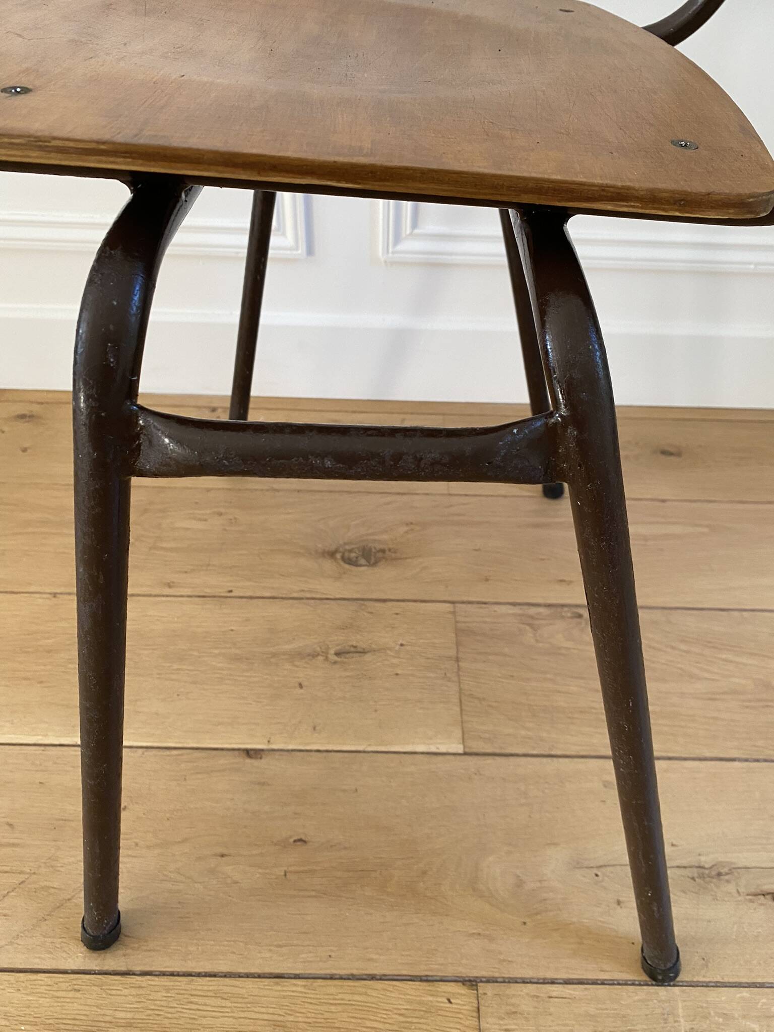 Industrial chair, vintage school chair, wood and metal