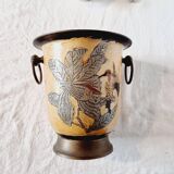 Cloisonné style cava bucket or bronze champagne bucket from the 1960s