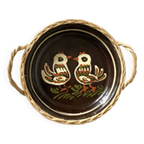 Alsatian wicker and ceramic bird dish