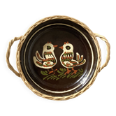 Alsatian wicker and ceramic bird dish