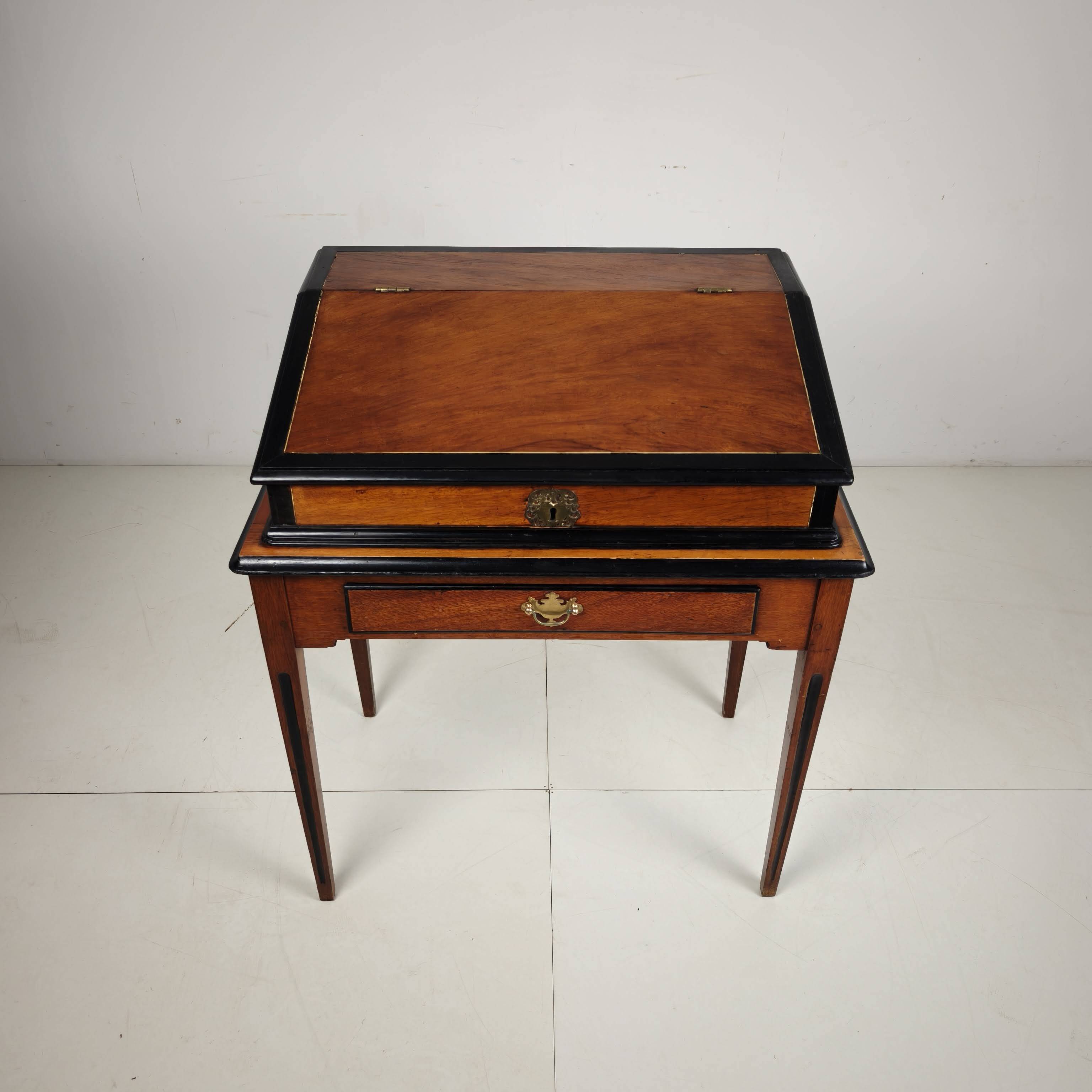 18th Century Indonesian Amboyna & Ebony Portable Writing Desk, custom stand