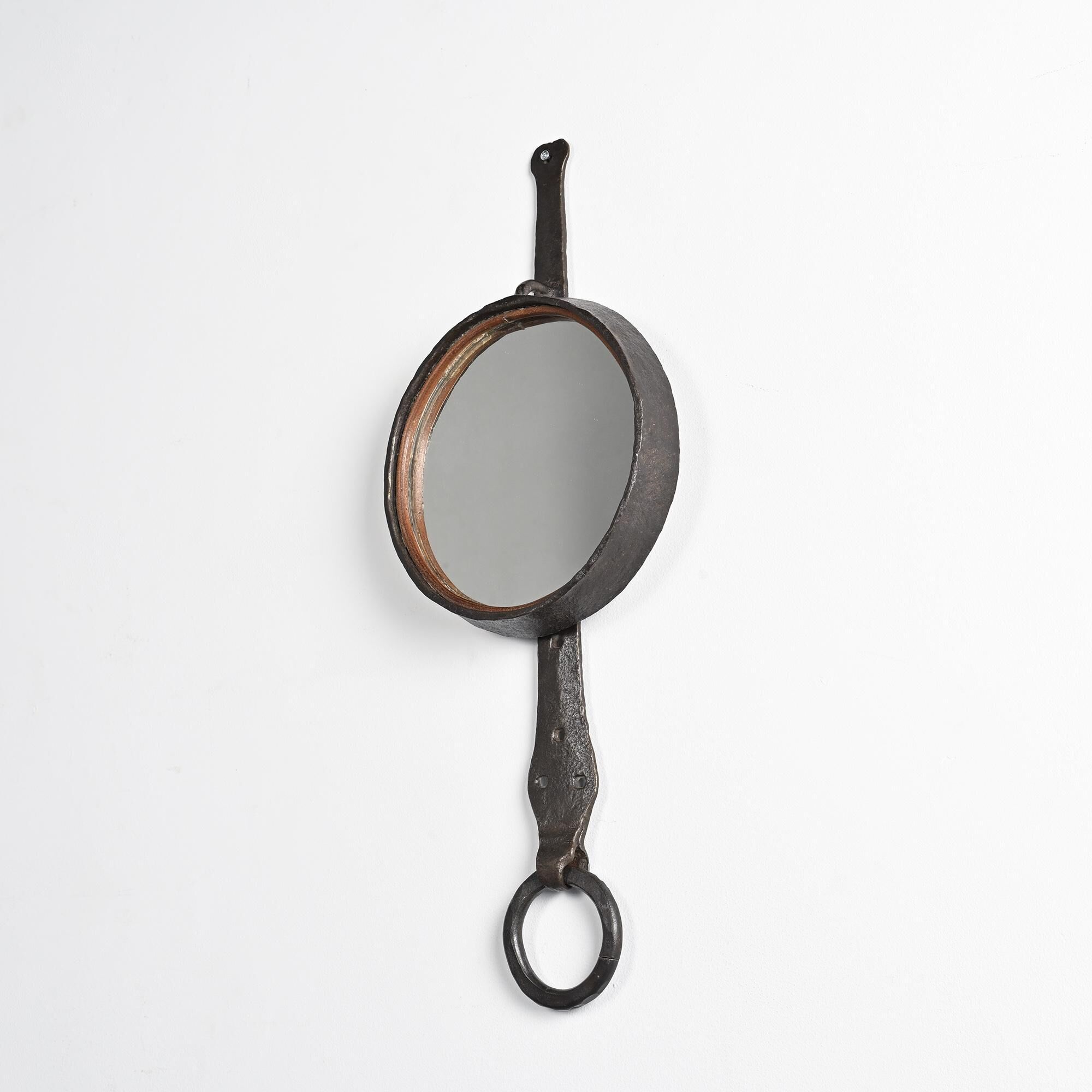 Wrought iron mirror by Léopold Gest, France, circa 1970.