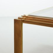 Solid Brass Square Coffee Table after Peter Ghyczy with Smokey Glass Top 70