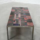 Large Ceramic-Tile Coffee Table by Pia Manu, Handcrafted, Belgium 1960's