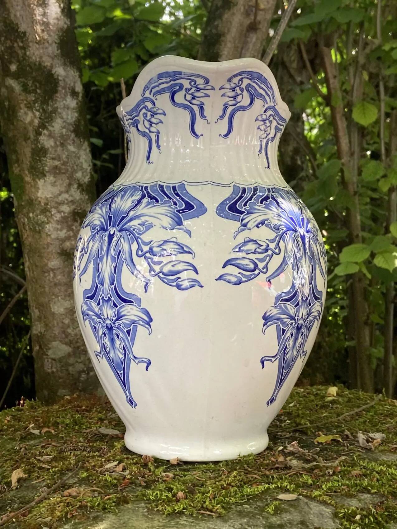 Antique art nouveau pitcher, “Orchid” model, signed BFK – Choisy-le-Roi,