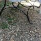 Antique garden bench with cast iron legs