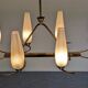 Eight-light chandelier in glass and brass, France circa 1960.