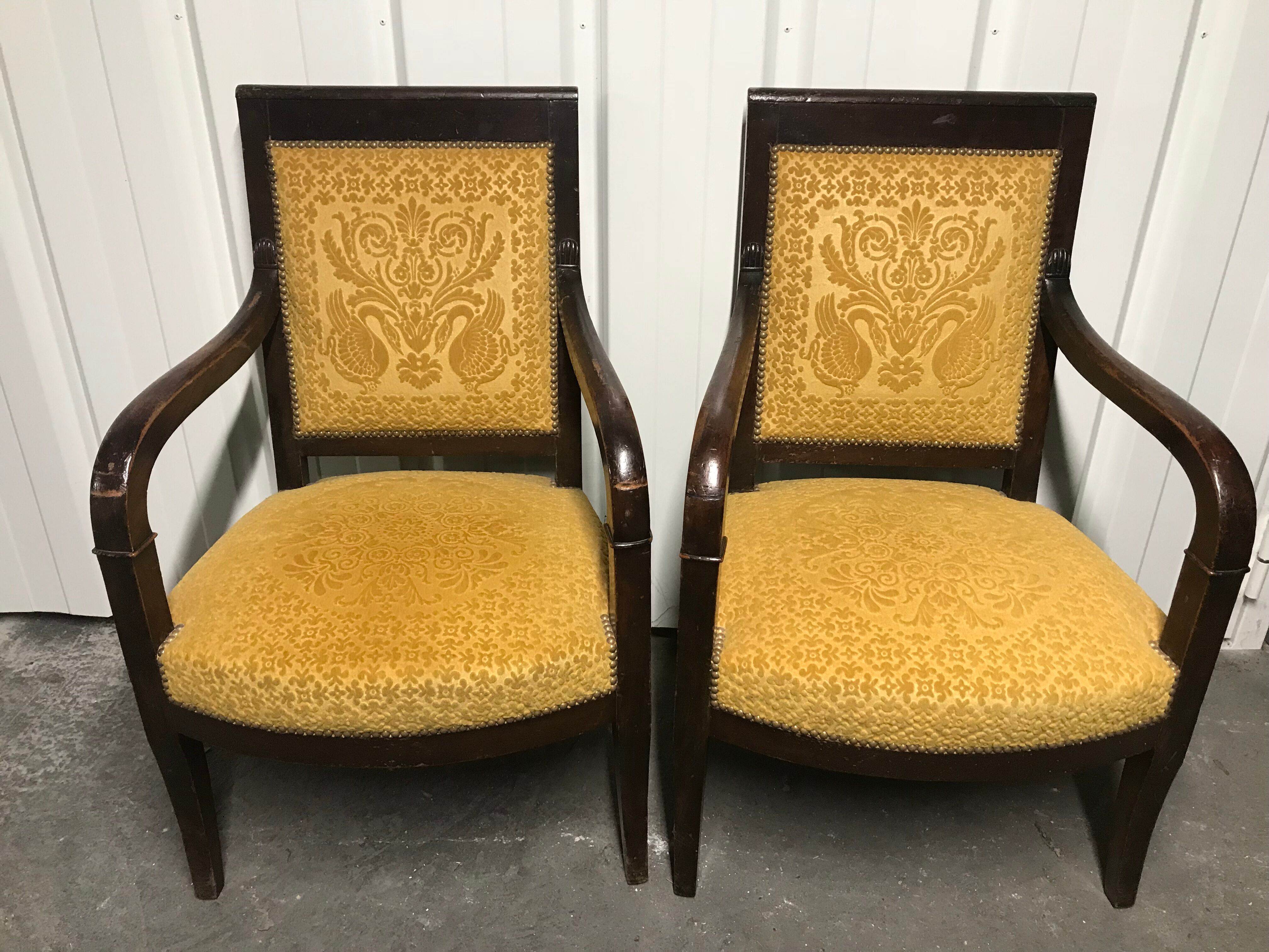 Pair of sticks Empire armchair