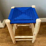 Moroccan stool beldi seated blue Majorelle