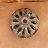 Antique brown glazed ceramic soliflore vase vintage leaf decor