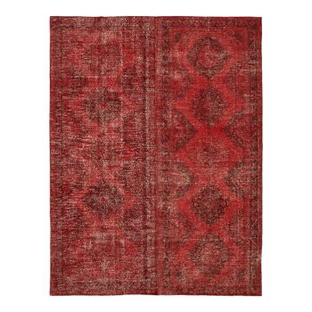 Hand-knotted persian overdyed 1970s 290 cm x 377 cm red wool carpet