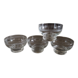 Set of 4 engraved crystal bowls - 1920s/1930s