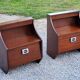 Pair of bedside tables from the 70s in rosewood stained oak veneer