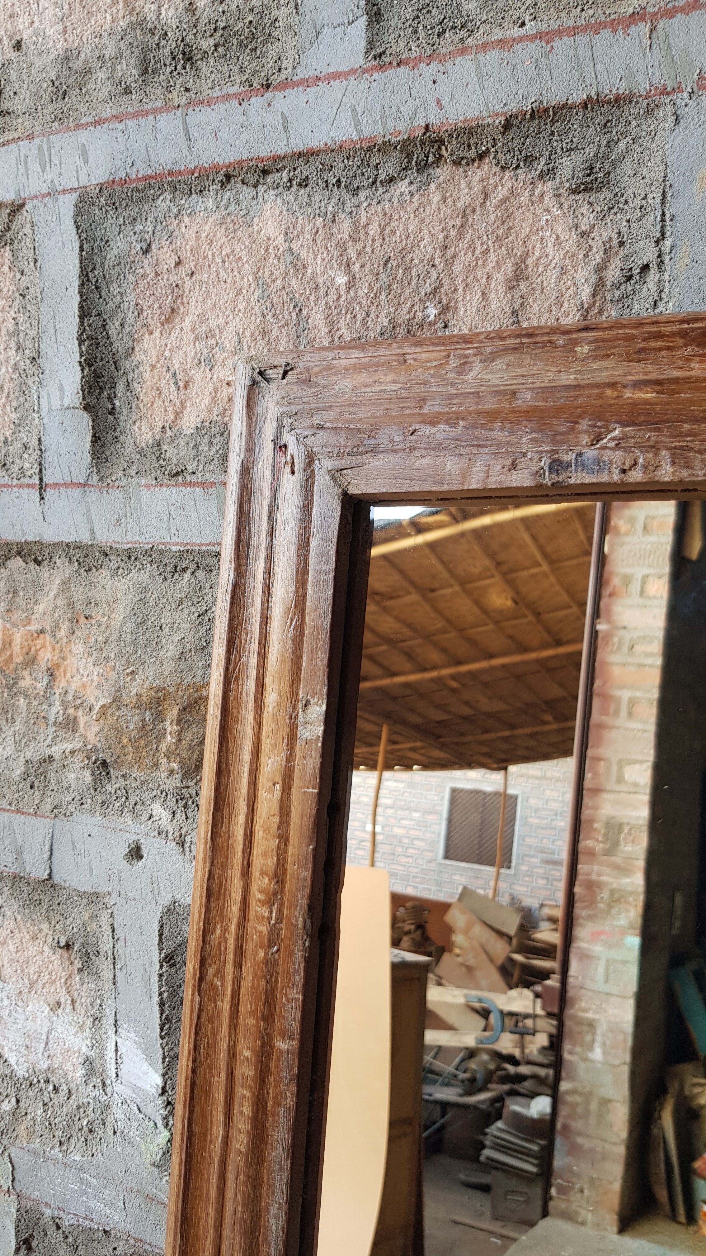 Ancient Burmese teak mirror