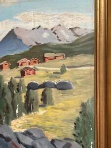 Oil on Canvas “Huts in the Mountains” by Weidofolk, Vintage & Framed