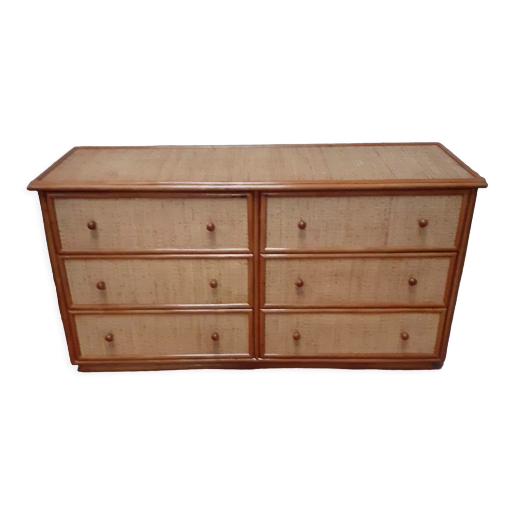 Wicker chest of drawers and vintage rattan