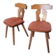 Set of 2 Vintage Tyrolean Wooden Dining Chairs, Austrian Farmhouse Alpine