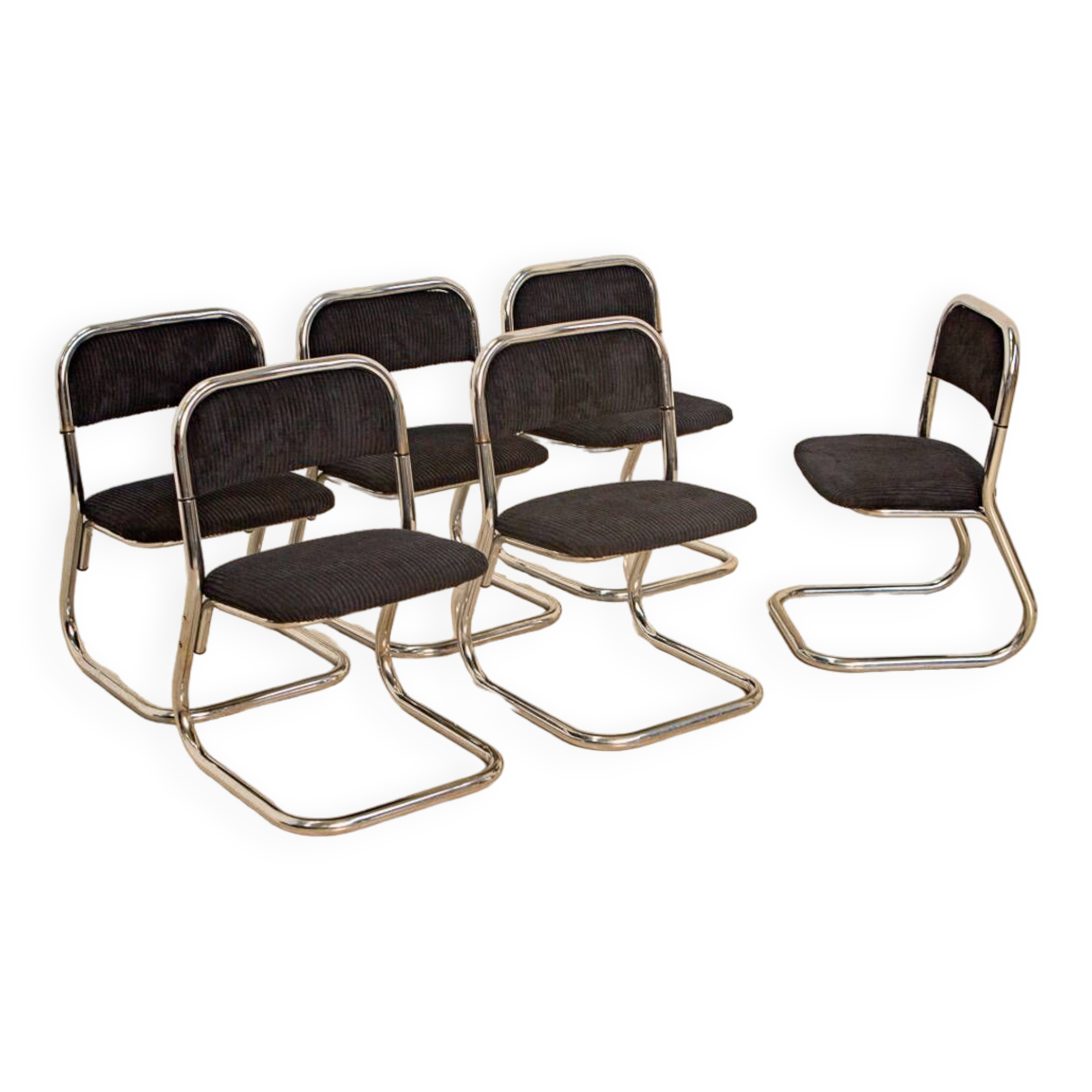 Set of 6 70's Italian tubular chairs