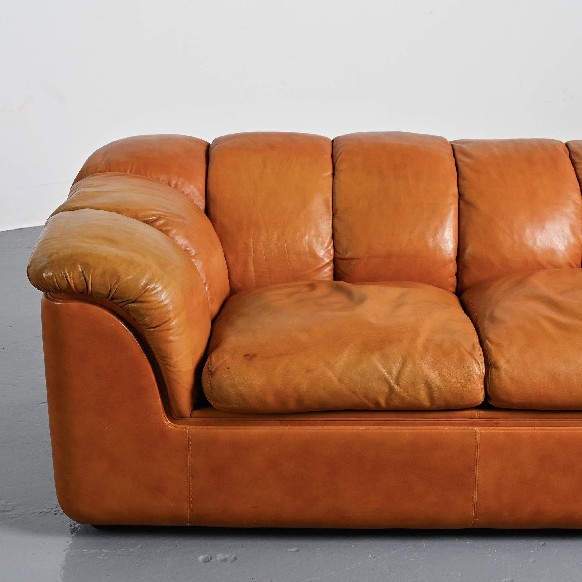Cocker sofa in leather, Franco Bresciani for Poltrona Frau, 1970s