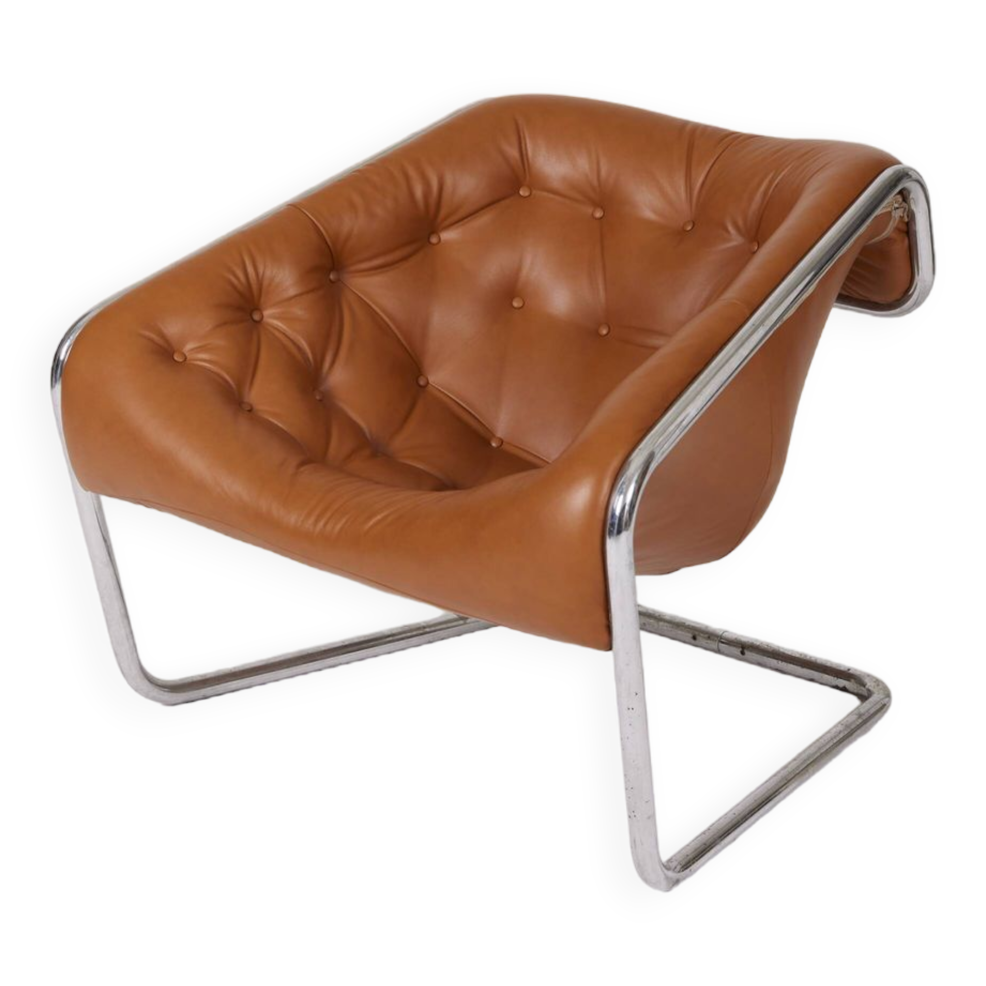 Fauteuil en cuir "Boxer" Kwok Hoi Chan pour Steiner, 1970s