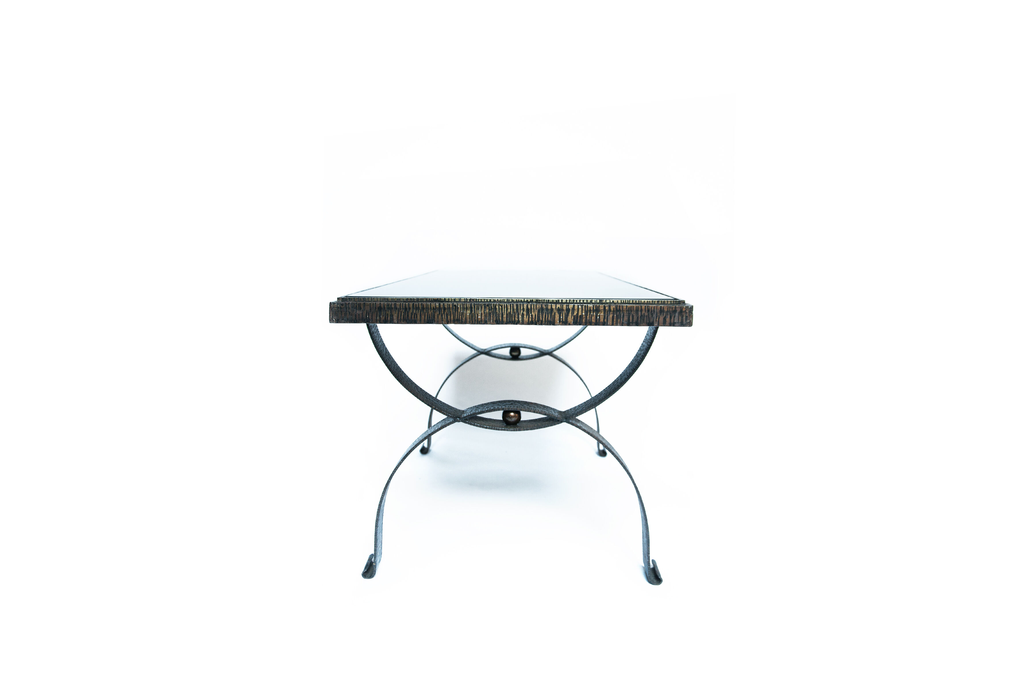 Table d’appoint en fer forgé vintage brutaliste par Raymond Subes