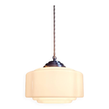 Art Deco pendant light in white opaline, 1920s-30s