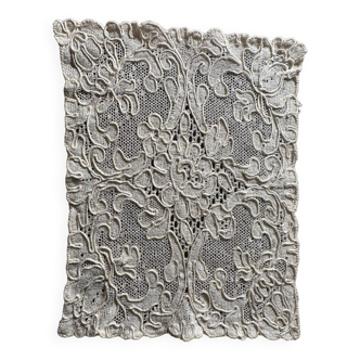 Small old doily in Leavers lace from Calais re-embroidered hands (soutache)