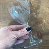 6 engraved crystal wine glasses with stems