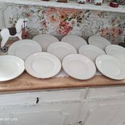 Set of 11 flat plates in porcelain Bavaria beige bordered gold model Jutta