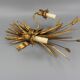 Gilt metal wheat sheaf two-light wall sconce