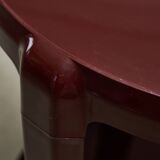 Desserte ronde et bar bordeaux, par Alberto Rosselli pour Kartell, années 1970
