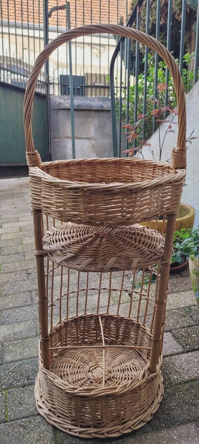 Vintage rattan bar trolley