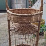 Vintage rattan bar trolley