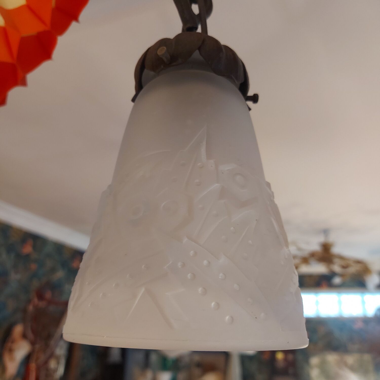 Lustre Muller Frères verre opalescent