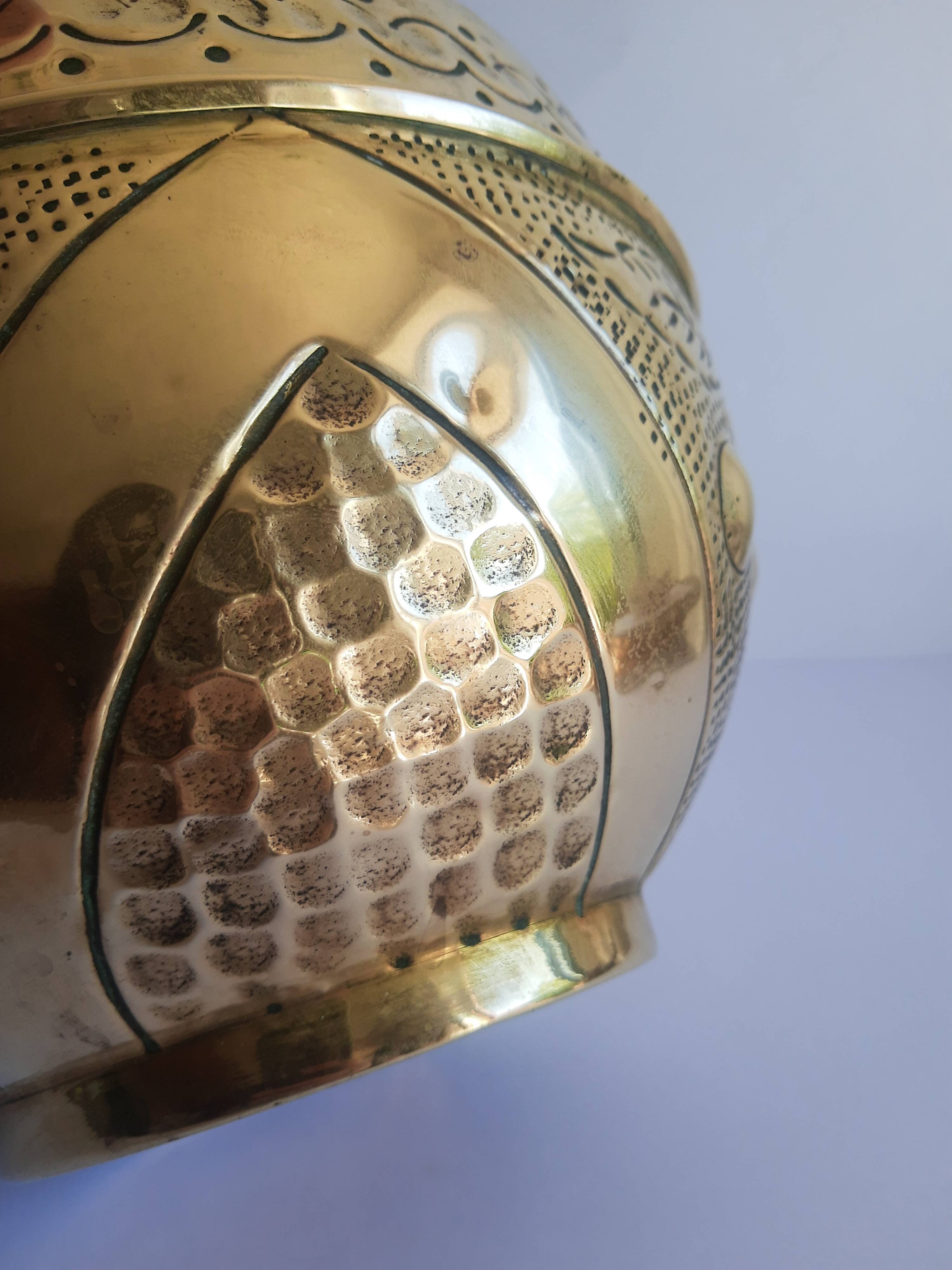 Old vintage brass cherry cache pot