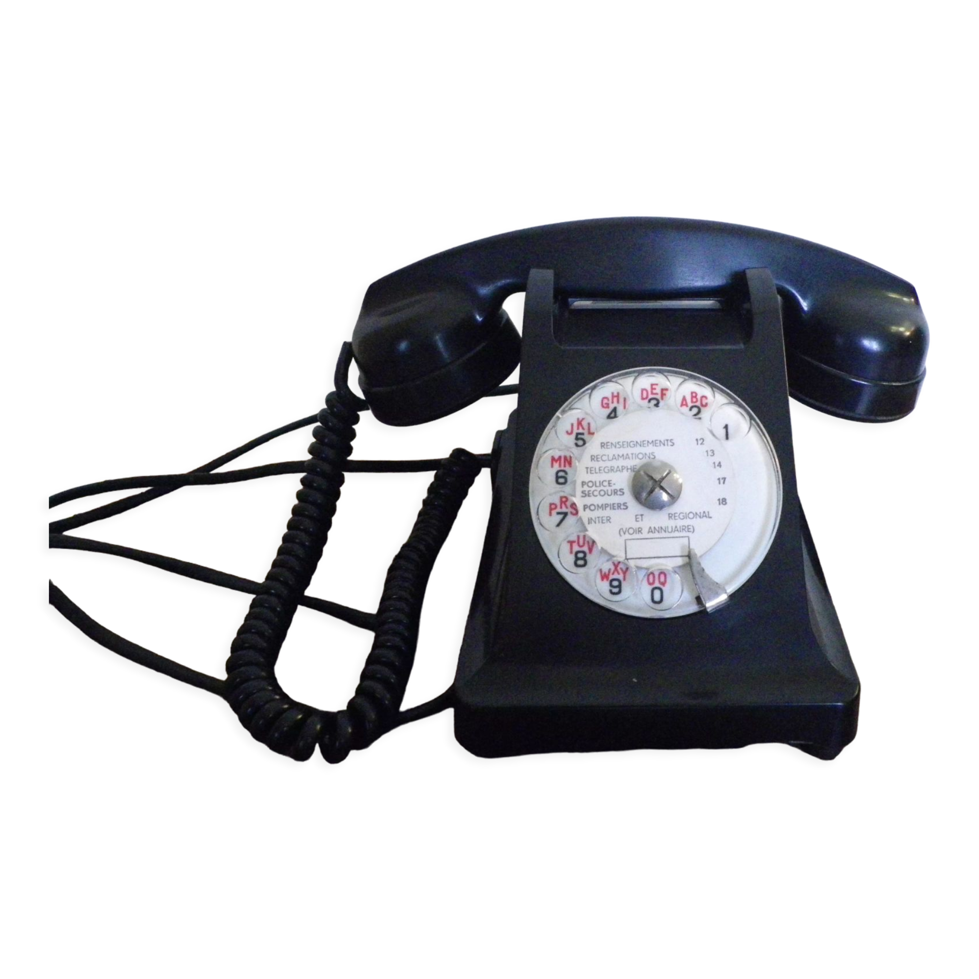 Black bakelite phone with earphone