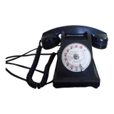 Black bakelite phone with earphone