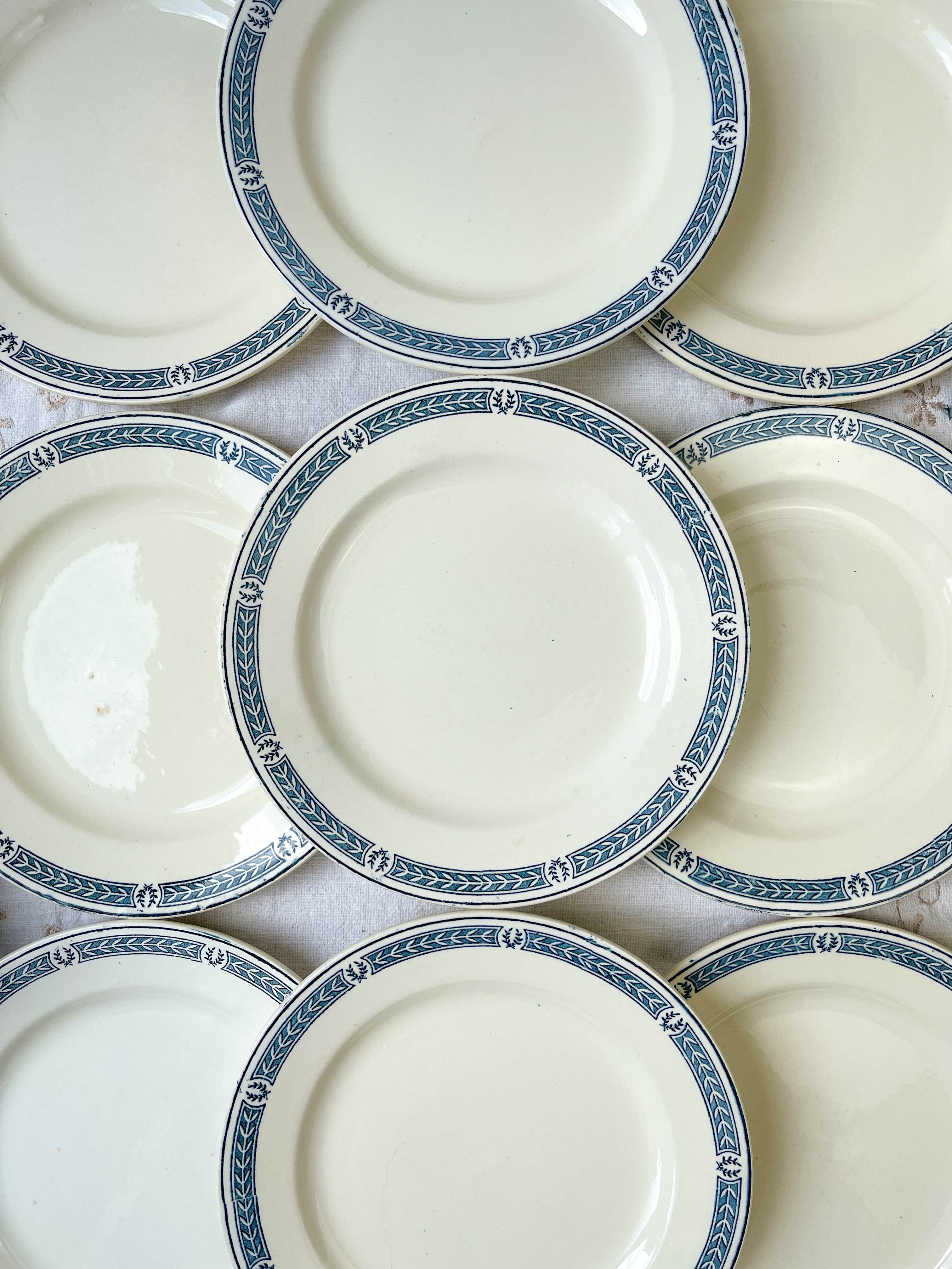 9 vintage flat plates iron earth salins model "castellane"