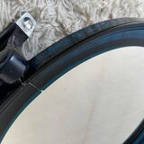 Round blue plexiglass mirror from the 70s