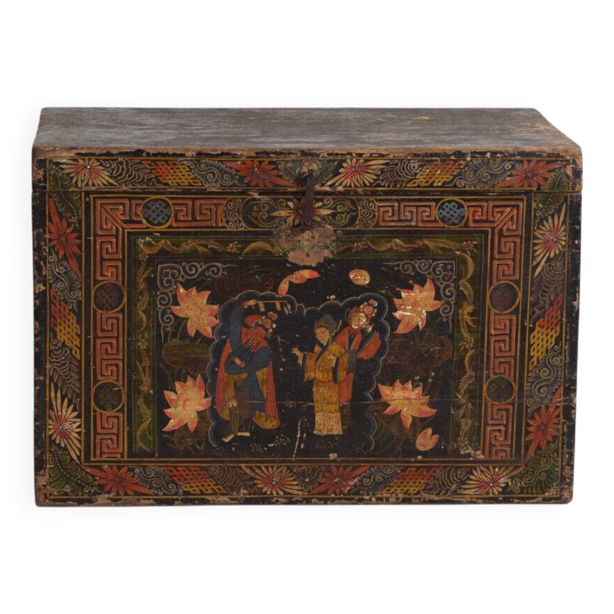 Antique Chinese chest painted in pine wood – China, circa 1900