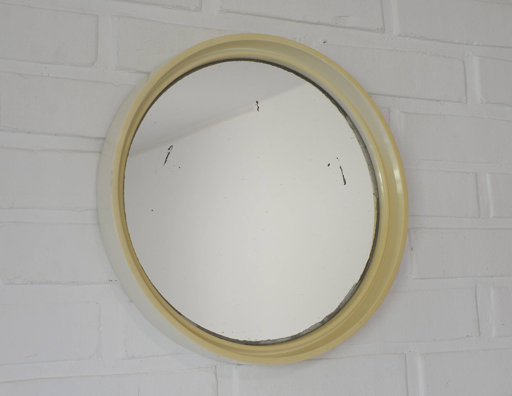 Vintage Mirror: Mid Century White Plastic, Gilac France 1970s